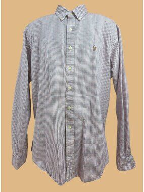 Ralph Lauren Mens Classic Fit Button-Down Shirt XL Red/Blue Check